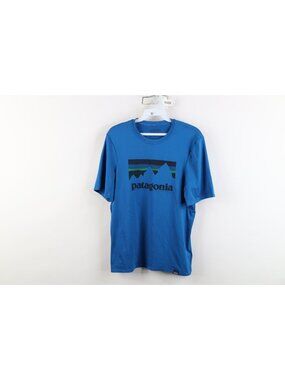 Patagonia Capilene Mens XS Spell Out Mountain Logo Knit Short Sleeve T-Shirt